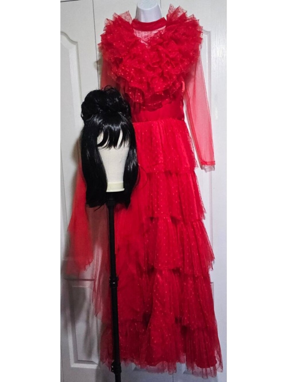 Beetlejuice Lydia Wedding Dress Costume Gothic Bride Veil Halloween Women Large